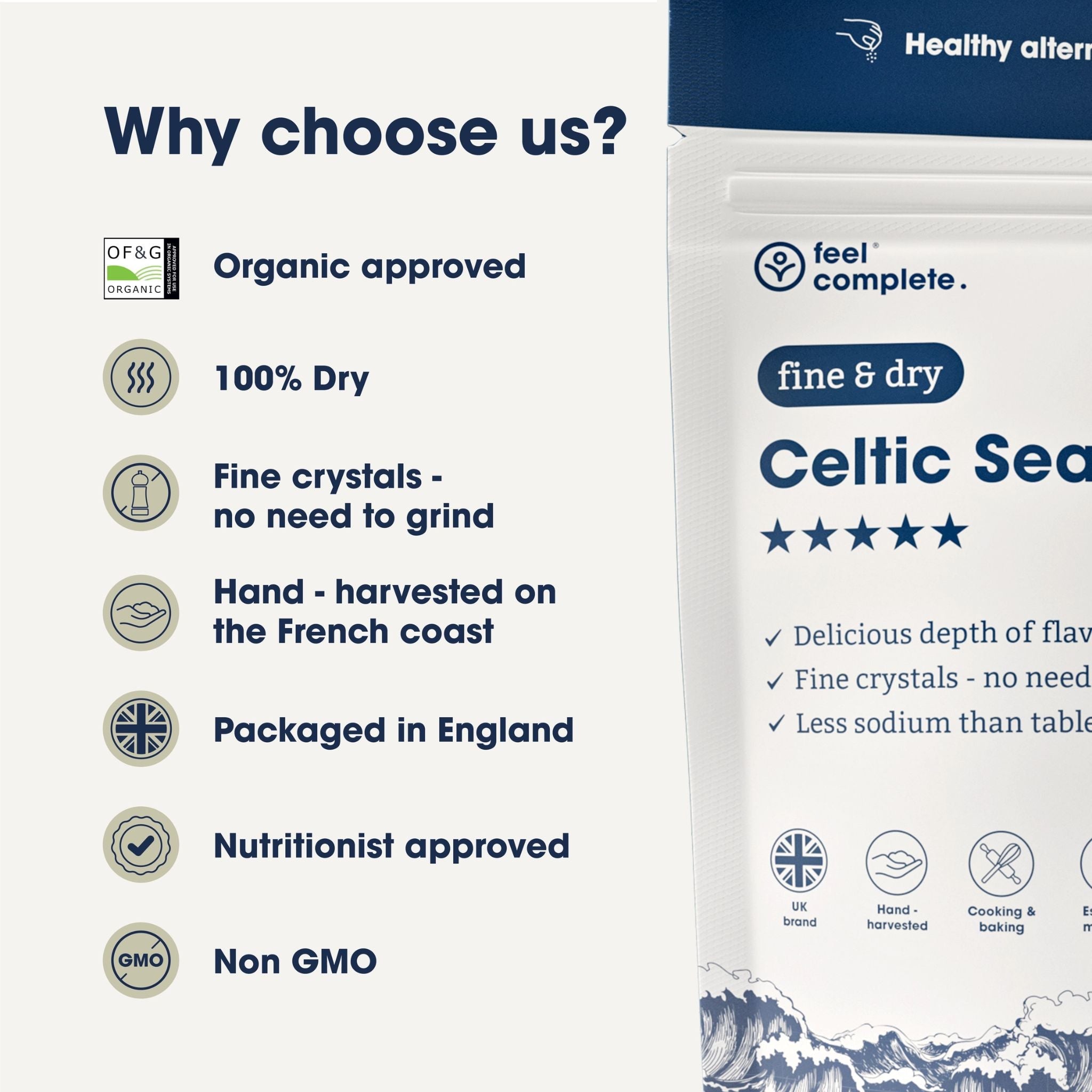 Celtic Sea Salt - Keltisches Meersalz - 400g Fein - Feel Complete - Bretonisches Salz - Celtic Sea Salt - Keltisches Meersalz - montcalia.ch