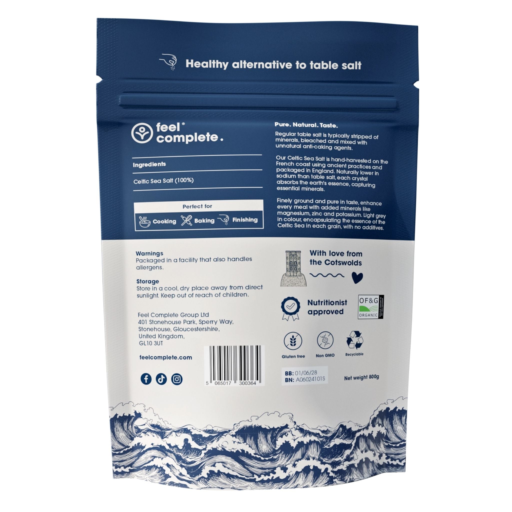 Celtic Sea Salt - Keltisches Meersalz - 400g Fein - Feel Complete - Bretonisches Salz - Celtic Sea Salt - Keltisches Meersalz - montcalia.ch